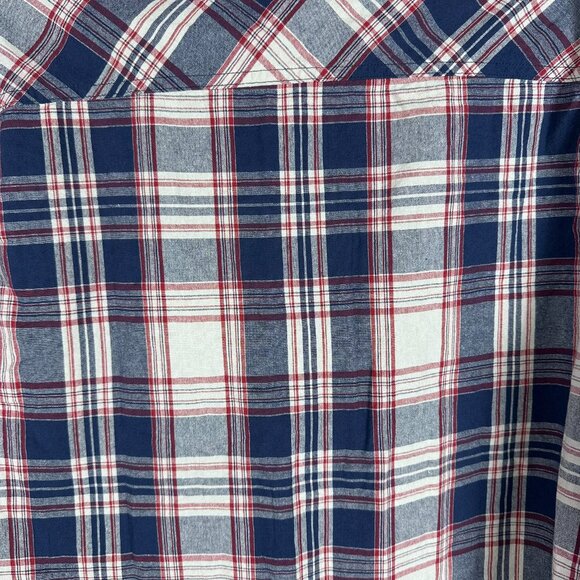 Flag & Anthem Men's Long Sleeve Cotton Western Plaid Shirt Size Medium, Navy/Red - Picture 7 of 13